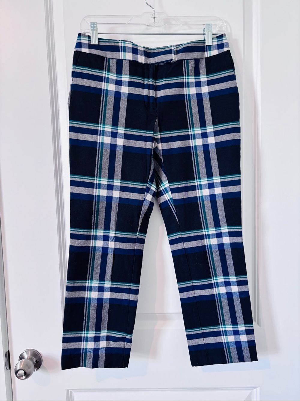 Ann Taylor Factory Navy Blue Plaid Ankle Pants